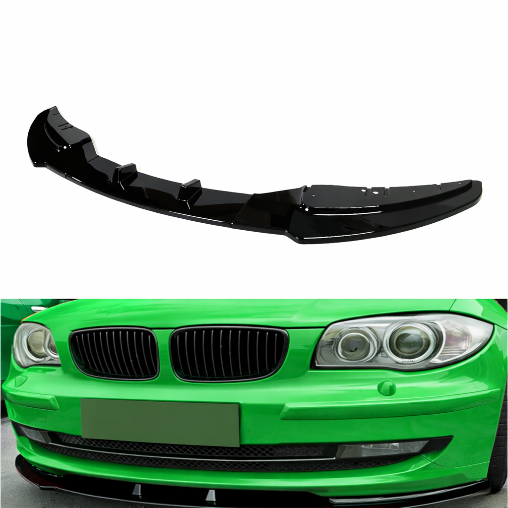 05-11 BMW 1 Series E81 E82 E87 E88 Front Bumper Lip Splitter - Gloss Black - Image 3