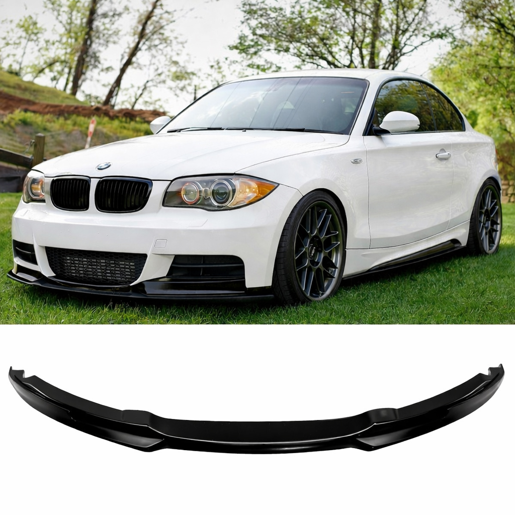 05-11 BMW 1 Series E81 E82 E87 E88 M Sport MT Front Lip Spoiler Black - Image 3
