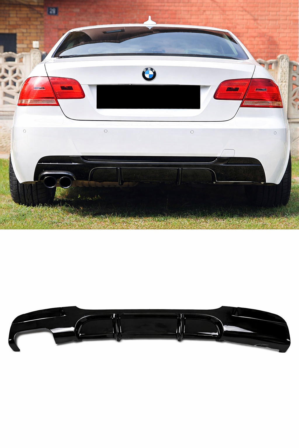 E93 Rear Diffuser 05-13 BMW 3 Series E92 E93 Rear Bumper Diffuser Twin Outlet - Gloss ...