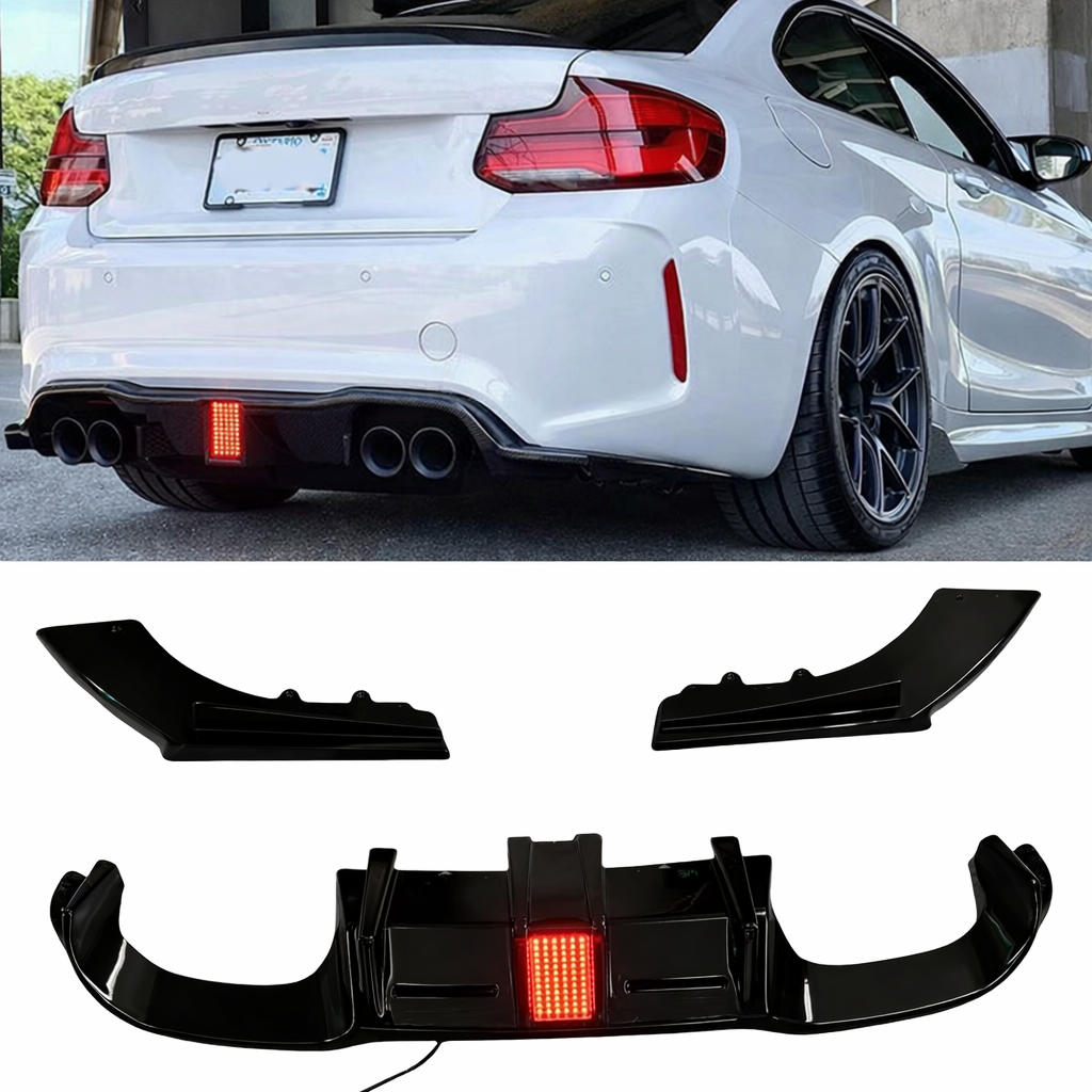 14- 21 BMW 2 Series F87 M2 LED MTC Style Rear Diffuser - Gloss Black - Image 3