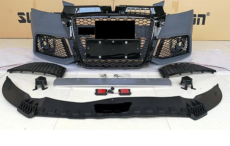 09-12 Audi A3 8PL Look RS3 Inspired Front Bumper Black - Fog Lamps/ Badge - Image 2