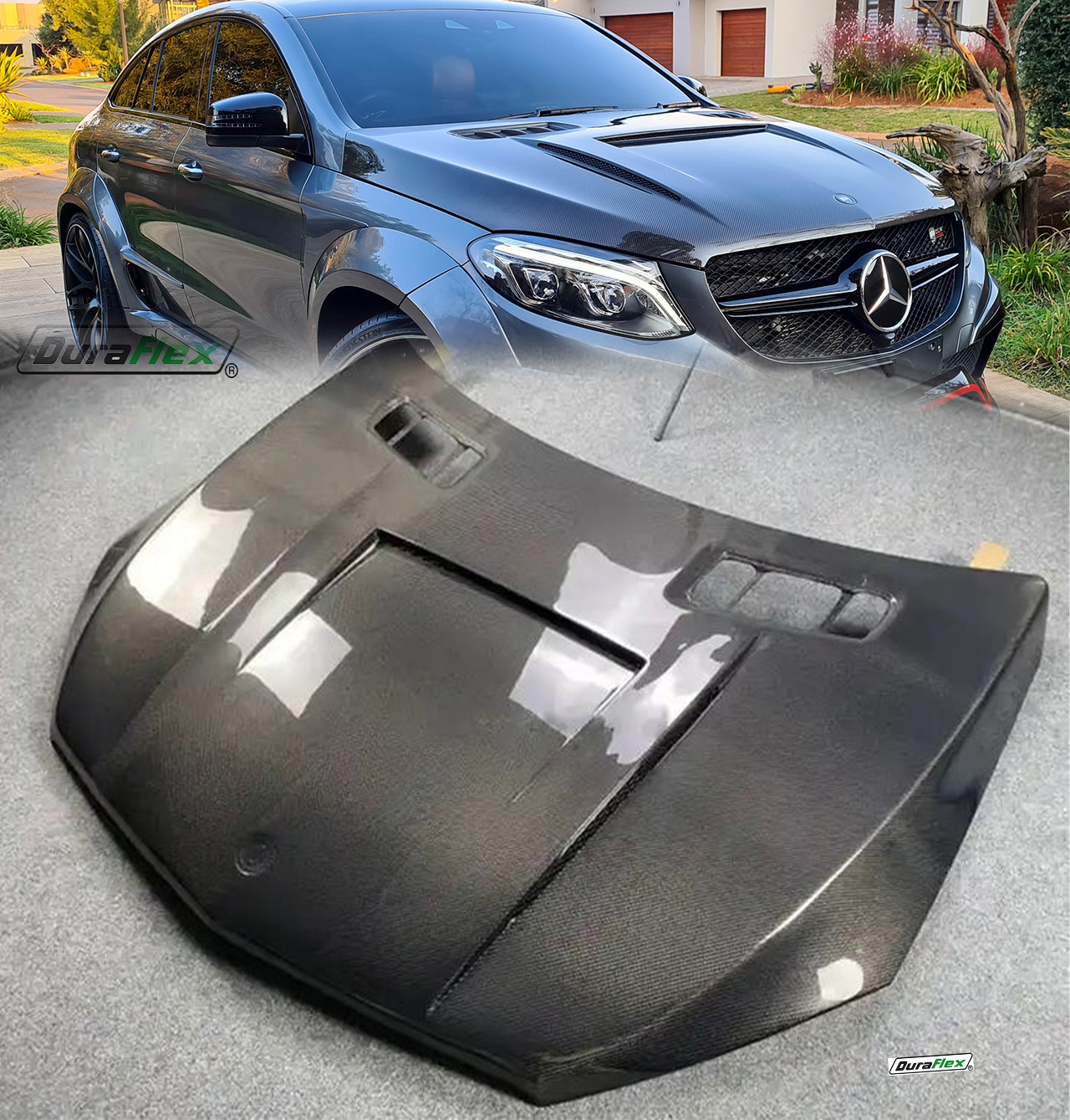 15-19 Mercedes Benz GLE-Class/GLE43 (W166/W292) LUMMA Style Carbon Fibre Replacement Hood Bonnet - Image 2