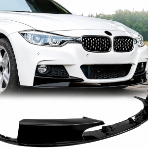 12-18 BMW 3 Series F30 M-Sport Front Bumper Lip - Gloss Black ABS Plastic 2PCS
