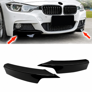 Bmw 3 Series F30 Front Bumper Splitters -  Gloss Black ABS Plastic
