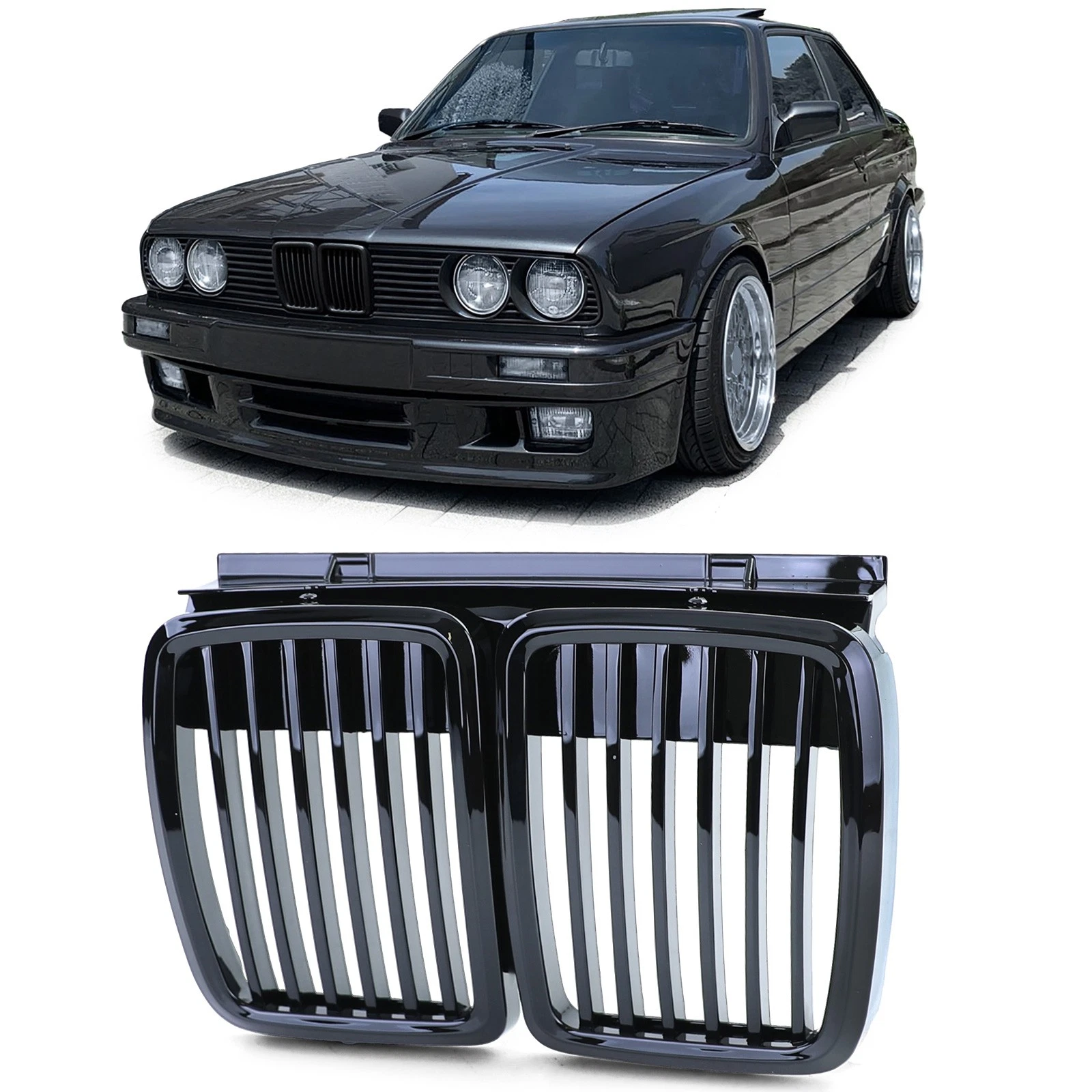 Bmw E30 3 Series Kidney Grille - Gloss Black